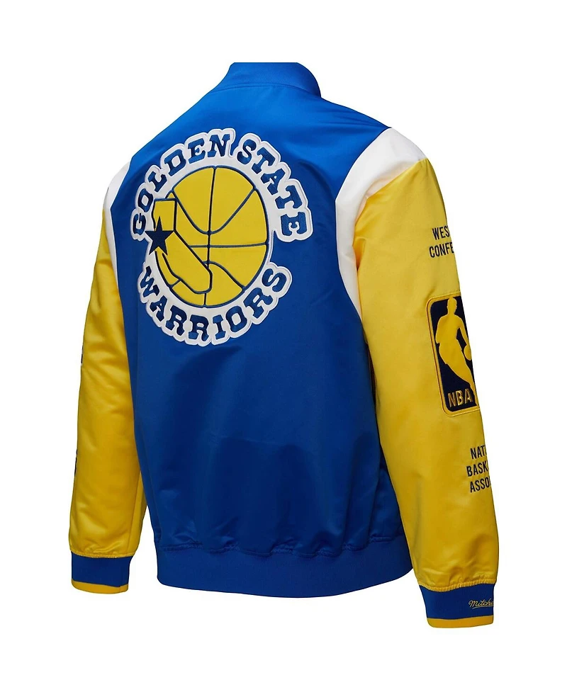 Mitchell & Ness Men's and Women's Royal Golden State Warriors Vintage Team Origins Satin Full-Snap Jacket