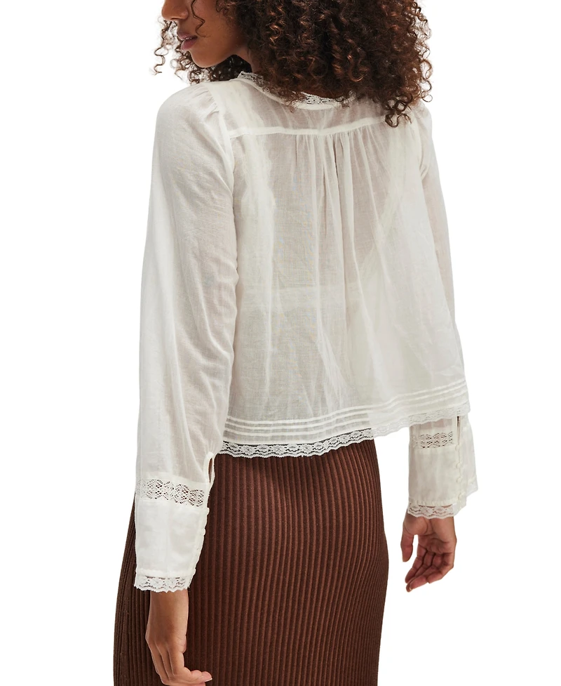 Free People Women's Embroidered Lace Shirt