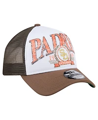 New Era Men's Brown San Diego Padres Distressed 9FORTY A-Frame Adjustable Trucker Hat