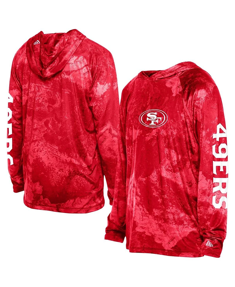 New Era Men's Red San Francisco 49ers Real Tree Xtreme Camo Raglan Long Sleeve Hooded Top