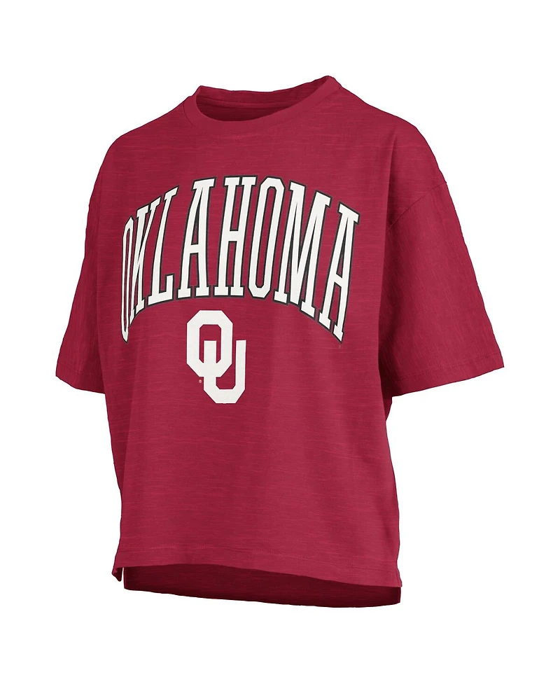 Pressbox Women's Crimson Oklahoma Sooners Nelson Arch Over Logo Waist Length Oversized Slub T-Shirt