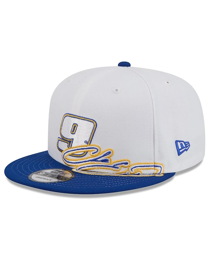 New Era Men's White/Blue Chase Elliott 9FIFTY Snapback Hat