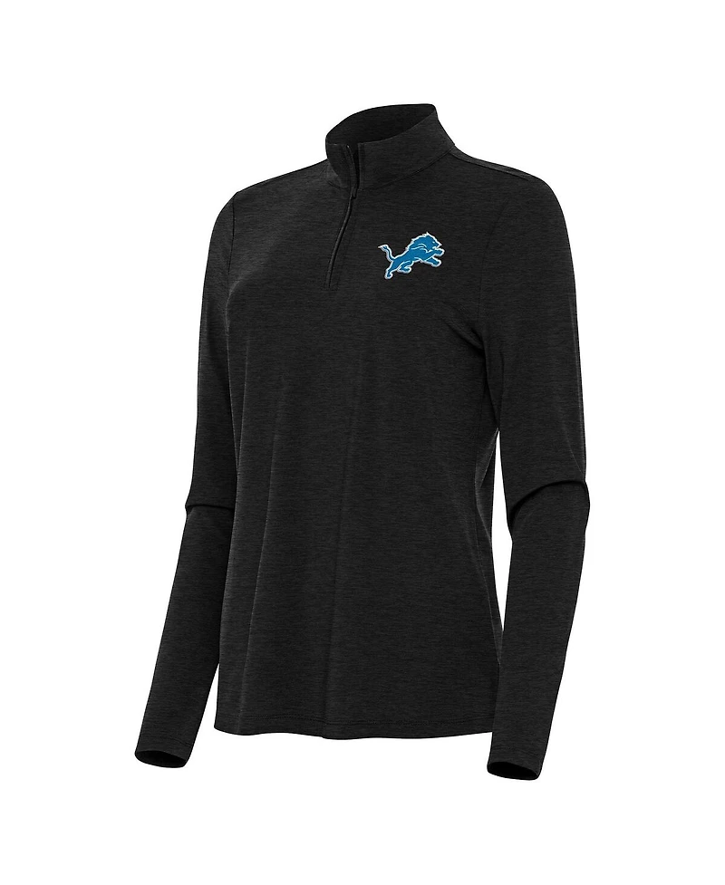 Antigua Women's Heather Black Detroit Lions Bright Quarter-Zip Sweatshirt