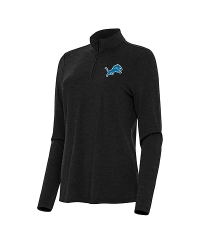 Antigua Women's Heather Black Detroit Lions Bright Quarter-Zip Sweatshirt