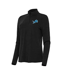 Antigua Women's Heather Black Detroit Lions Bright Quarter-Zip Sweatshirt