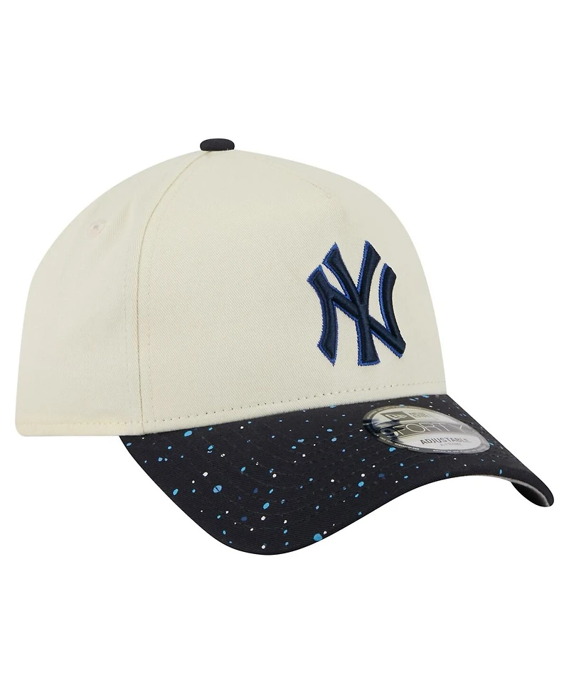 New Era Men's Cream New York Yankees Speckle A-Frame 9FORTY Adjustable Hat