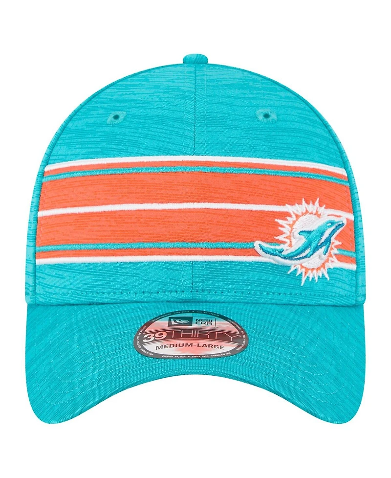 New Era Men's Aqua Miami Dolphins Stripes 39THIRTY Flex Hat