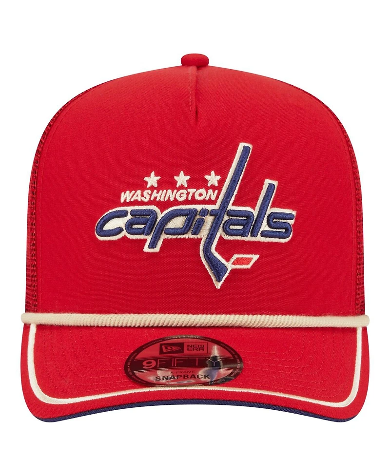 New Era Men's Red Washington Capitals Vintage Team Rope A-Frame 9FIFTY Snapback Hat