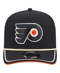 New Era Men's Black Philadelphia Flyers Vintage Team Rope A-Frame 9FIFTY Snapback Hat