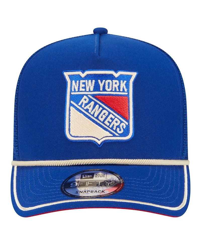 New Era Men's Blue New York Rangers Vintage Team Rope A-Frame 9FIFTY Snapback Hat
