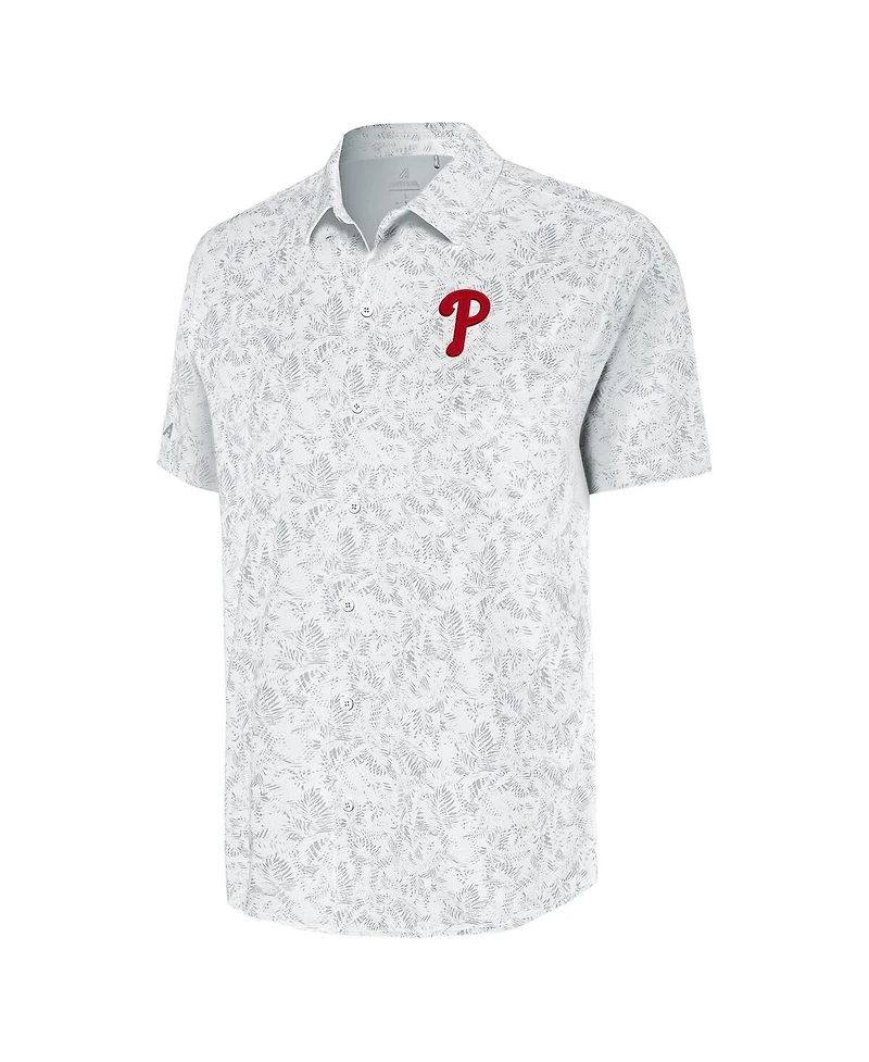 Antigua Men's White Philadelphia Phillies Lush Button-Up Shirt