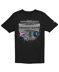 New Era Men's Black Oklahoma City Thunder vs. Minnesota Timberwolves 2025 Western Conference Finals Matchup Distressed Graphic T-Shirt