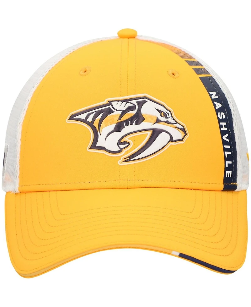 Fanatics Men's Gold Nashville Predators Authentic Pro Draft Adjustable Trucker Hat