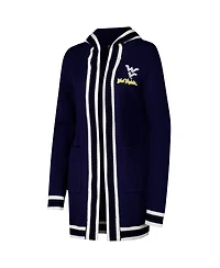 Gameday Couture Women's Navy West Virginia Mountaineers Stripe Detail Tri-Blend Hoodie Cardigan Sweater