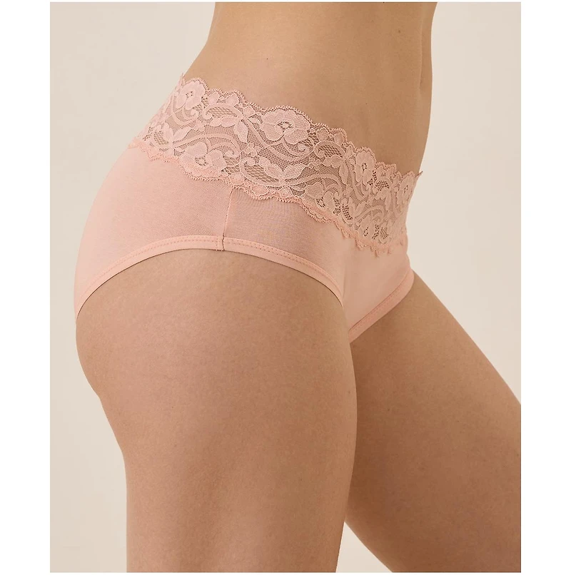 Pact Women's Organic Cotton Lace Waist Brief 3-Pack