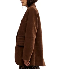 Free People Women's Faux-Suede Button-Front Blazer