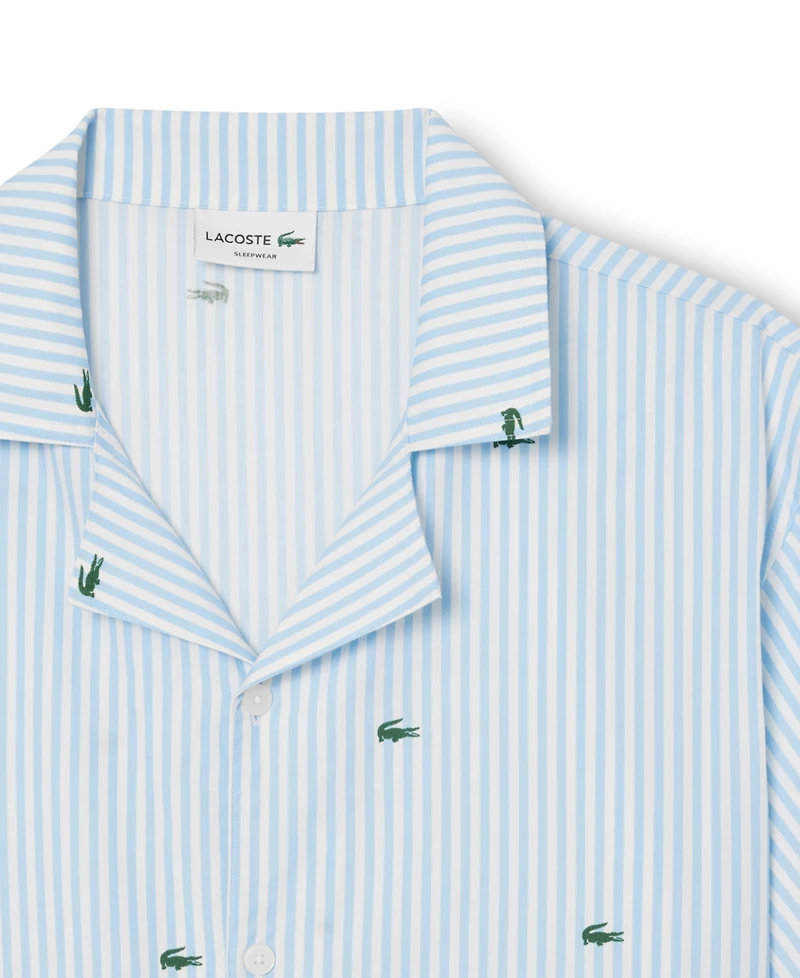 Lacoste Men's Loungewear Short Sleeve Button-Front Pajama Top