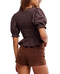 Free People Women's Cotton Puff-Sleeve Peplum Top