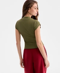 Bar Iii Women's Ribbed Second-Skin Mock-Neck Top, Exclusively at Macy's