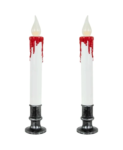 Northlight Led Dripping Blood Halloween Taper Candles with Timer, Set of 2