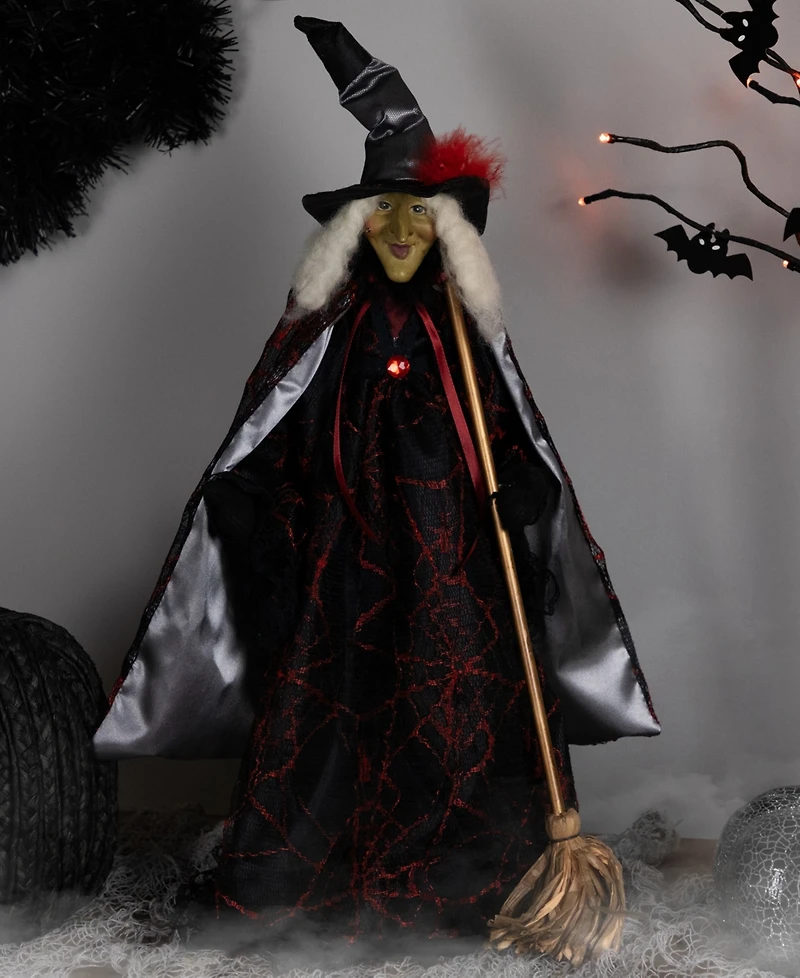 Northlight 18" Victorian Style Witch with Broom Halloween Figure