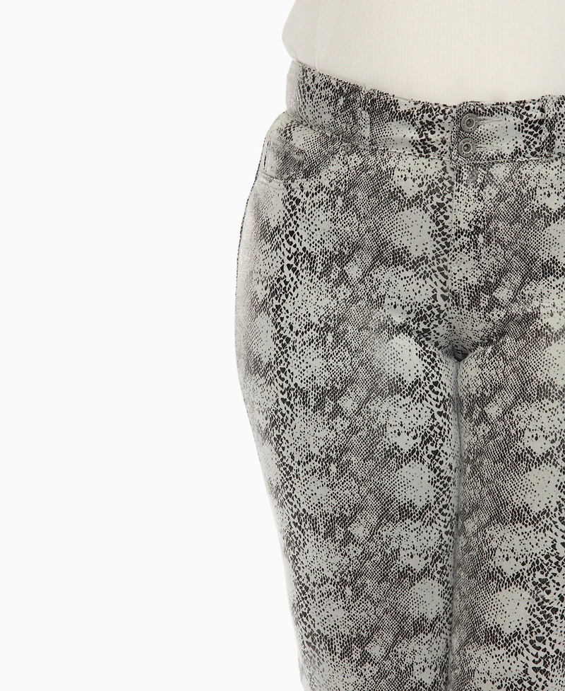 White Mark Plus Faux Suede Snake Print Pants