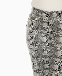 White Mark Plus Faux Suede Snake Print Pants