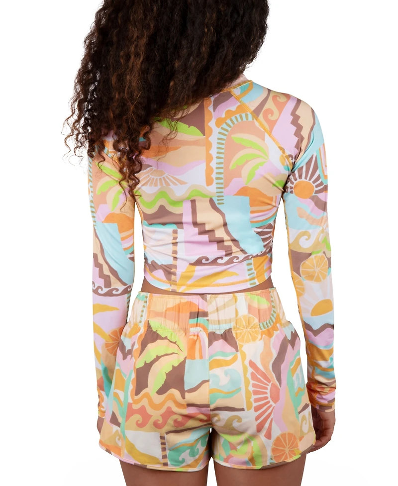 Hurley Juniors' Vacay Dreams Cropped Rashguard Top