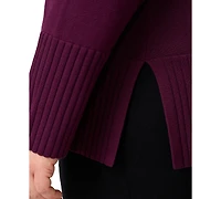 Melissa Paige Plus Size Solid V-Neck High-Cuff Sweater