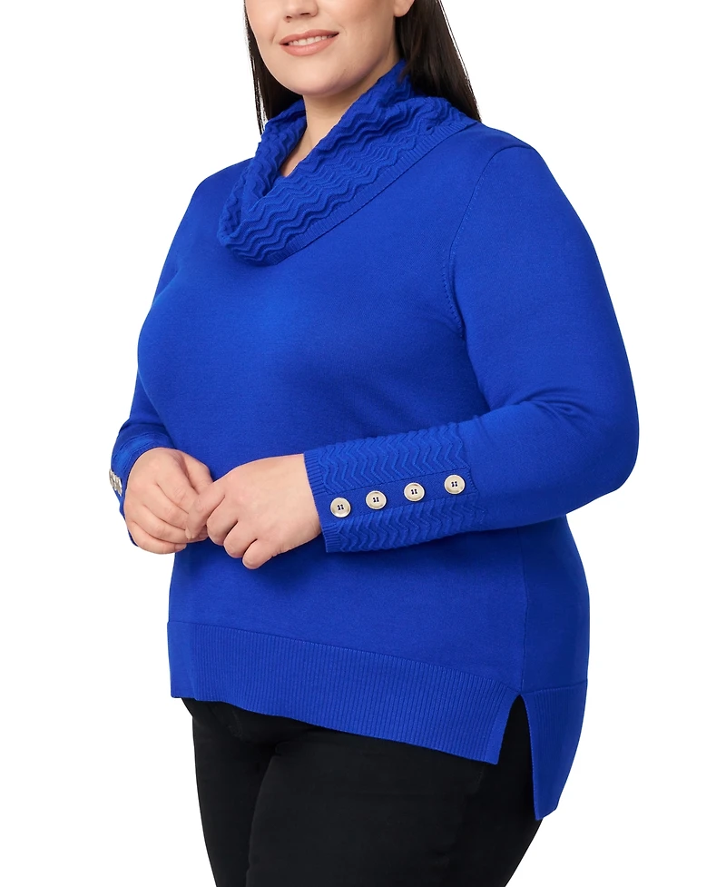 Melissa Paige Plus Ribbed-Hem Cowl-Neck Sweater