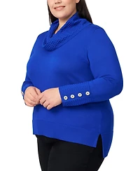 Melissa Paige Plus Ribbed-Hem Cowl-Neck Sweater