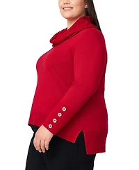 Melissa Paige Plus Size Ribbed-Hem Cowl-Neck Sweater