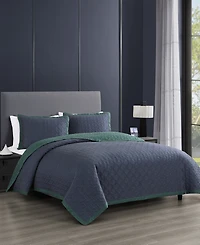Bebejan 100% Cotton Sateen 3 Piece Textured Quilted Queen Size Coverlet Set