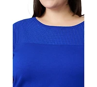 Melissa Paige Plus Ribbed-Yoke Pullover Sweater