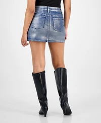 Bar Iii Women's Metallic Denim Skirt, Macy's Exclusive
