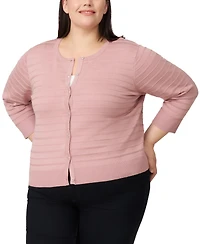 Melissa Paige Plus Size Textured Stripe Cardigan Sweater
