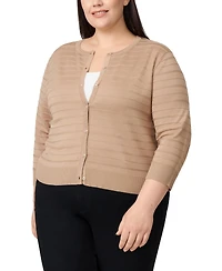 Melissa Paige Plus Textured Stripe Cardigan Sweater