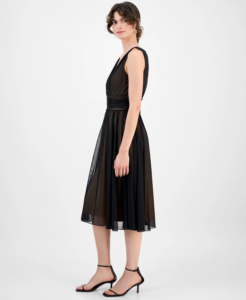 Connected Women's Chiffon Ruched-Waist Dress