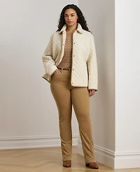 Lauren Ralph Plus Faux-Sherpa-Collar Quilted Coat