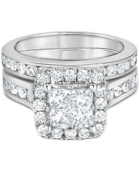 Diamond Princess Quad Cluster Halo Bridal Set (2-1/4 ct. t.w.) in 14k White Gold