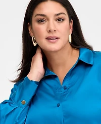 I.n.c. International Concepts Plus Satin Silky Shirt, Macy's Exclusive
