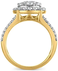Diamond Halo Cluster Multirow Engagement Ring (2 ct. t.w.) in 14k Two-Tone Gold