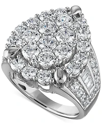 Diamond Halo Cluster Pear Ring (4 ct. t.w.) in 14k White Gold