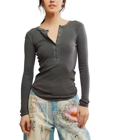 Free People Women's Long-Sleeve Henley Top