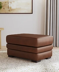 Flexsteel David 36" Pecan Leather Ottoman