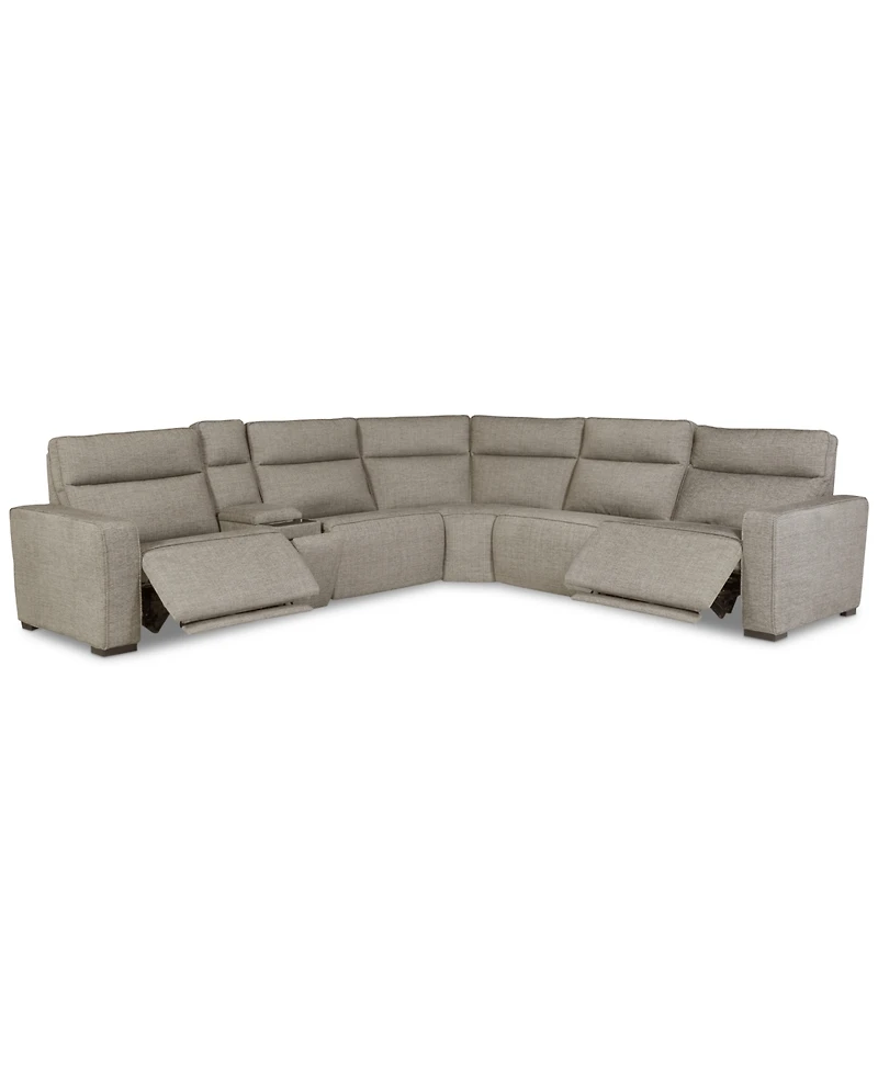 Miren -Pc. Fabric Sectional with Power Headrest Recliners Console