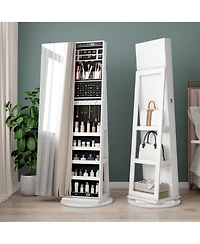 Vlsrka 360° Swivel Free-Standing Jewelry Armoire Cabinet with Mirror