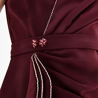 Amri Ruffle Pleated Gown with Rhinestone Embellishment