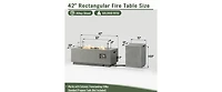 Flynama 42inch Rectangle Steel Fire Pit Outdoor Fire Table with Glass Wind Guard