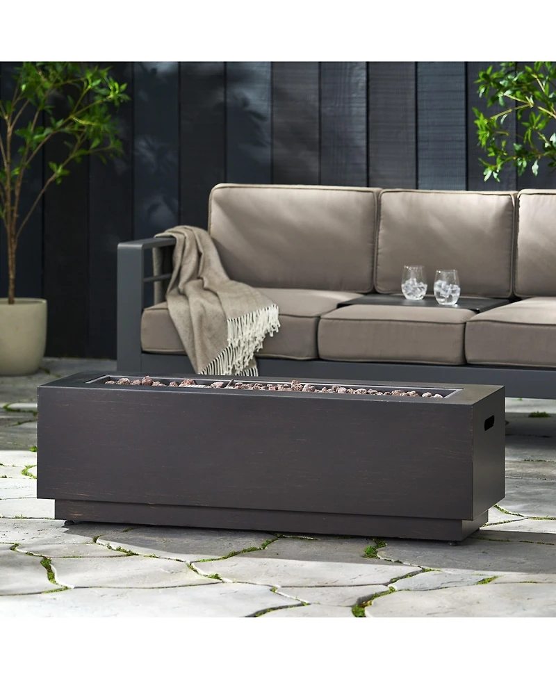 Flynama 40" Outdoor 50,000 Btu Rectangular Iron Propane Fire Pit